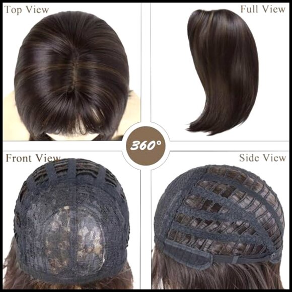 Medium Length Bob Wig with Bangs Heat Resistant Synthetic Hair Adjustable Cap main image 4